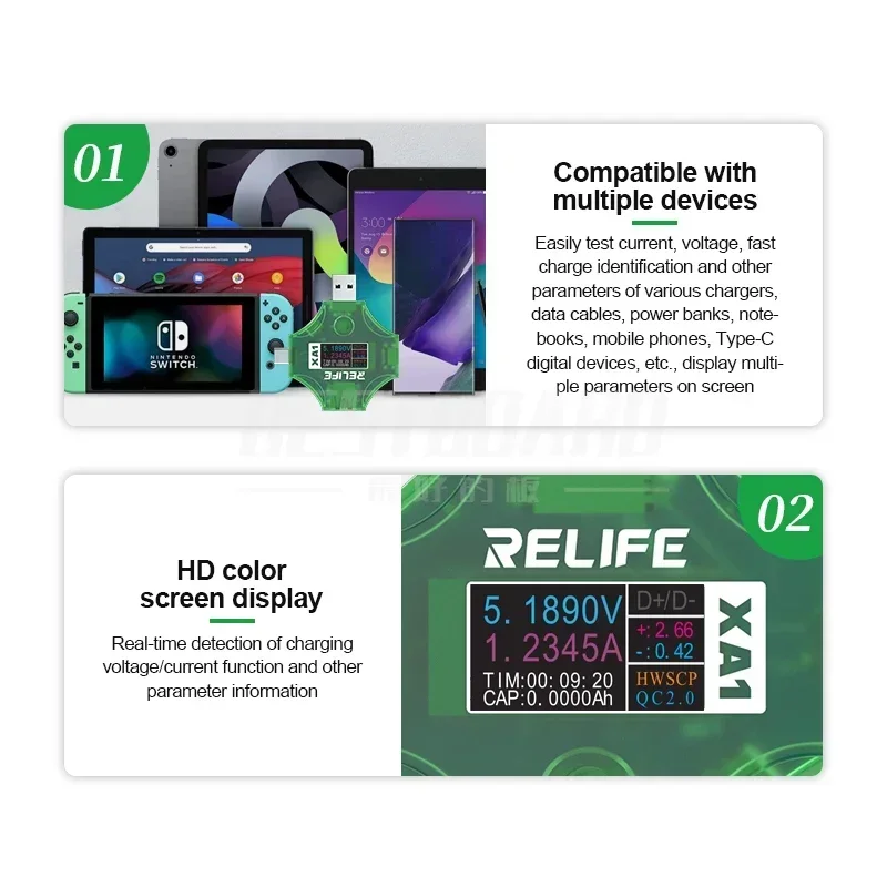 RELIFE XA1 Многофункциональный тестер тока и напряжения USB-Type-C для инструментов