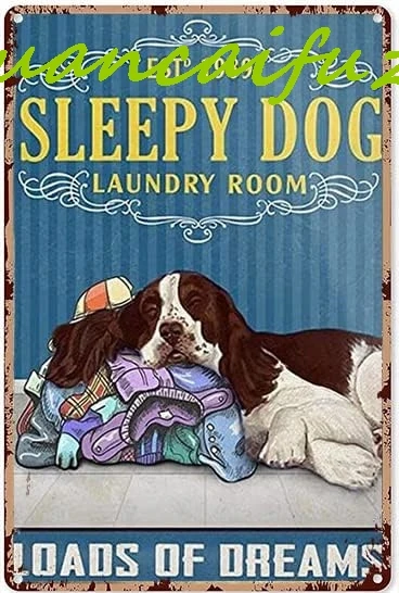 Винтажная металлическая табличка постер-спрингер-спаниель собака прачечная
