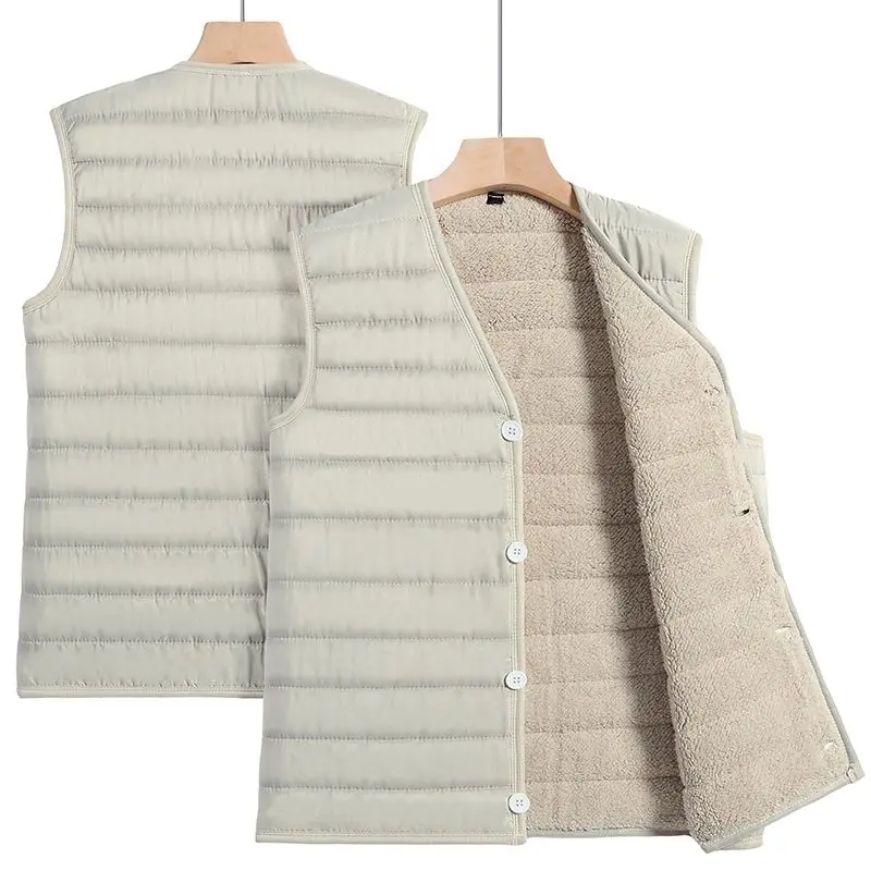 

Lamb's Wool Vest Jackets Women's Thickened Warm V-neck Fashion Loose Waistcoat Casual Comfortable Sleeveless Cardigan Vests