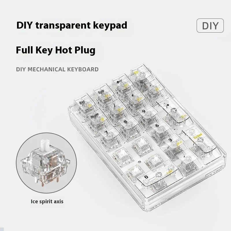 LEOBOG K21 Клавиатура Numpad Tri Mode Bluetooth Беспроводная прозрачная мини-механическая