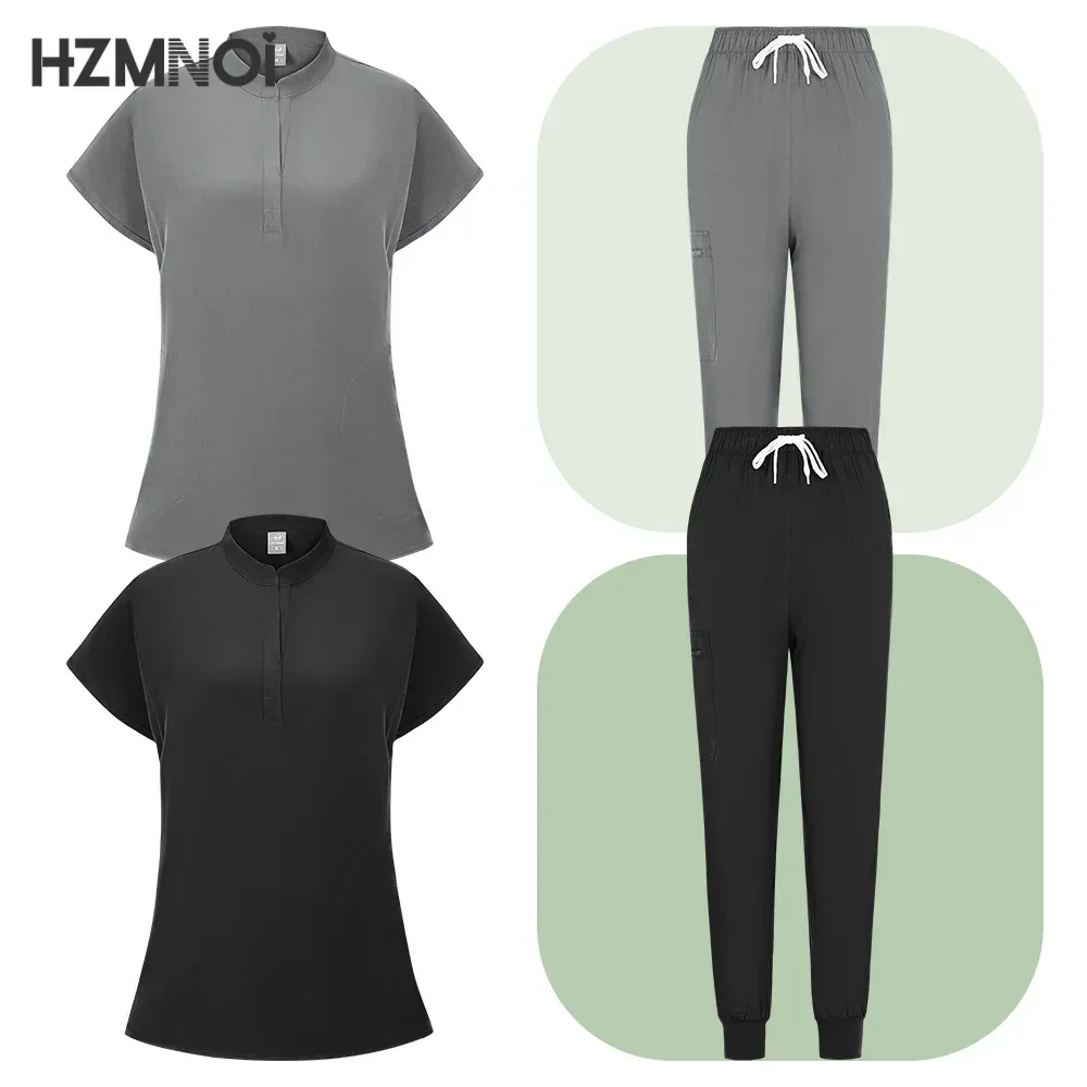 Разноцветные скрабы униформа топы с короткими рукавами + брюки для бега