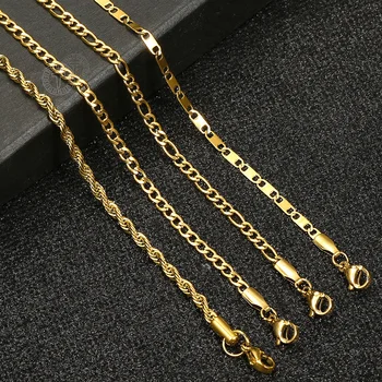 Tobilleras minimalistas de Metal para mujer, Color dorado, cuerda Figaro de acero inoxidable, cadena de eslabones para pierna, joyería básica Chic para mujer y niña de 10 pulgadas 1