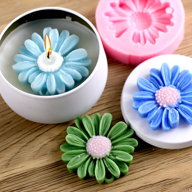 Daisy Sunflower Candle Silicone Mold DIY Handmade Candle Jar Making Plaster Epoxy Resin Aromath Soap Chocolate Baking Mould Tool