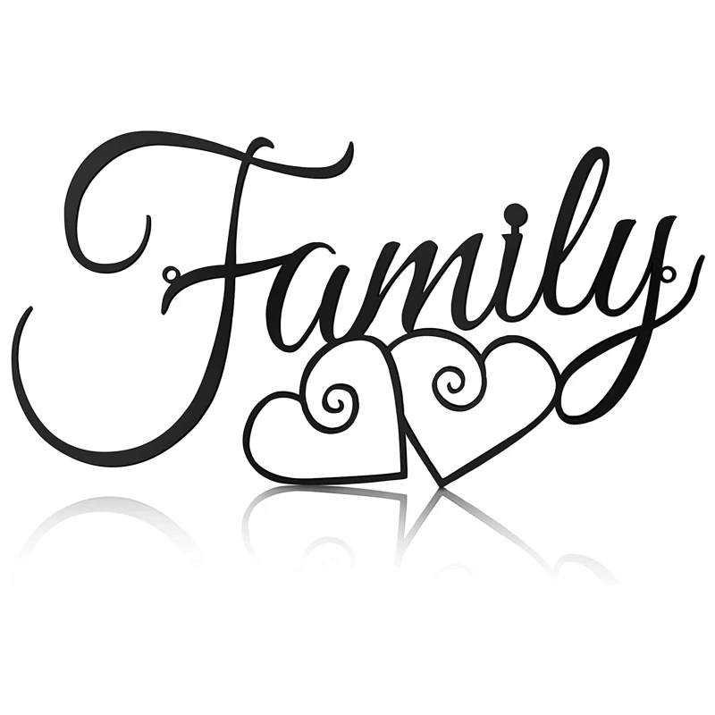 

Metal Family Wall Art Decor Double Love Heart Wrought Iron Hanging Ornament for Home Bedroom Living Room Office Decoration