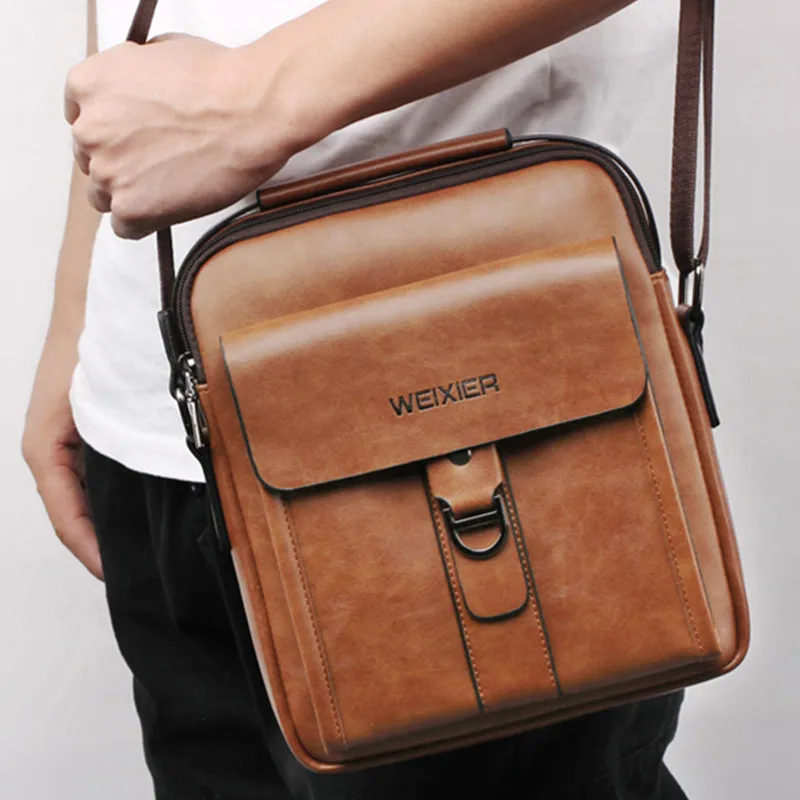 Luxury Leather Men Shoulder Bag For ipad Zipper Crossbody Bags Man Messenger Bag Multi Functional Handbag Male Tote Bag