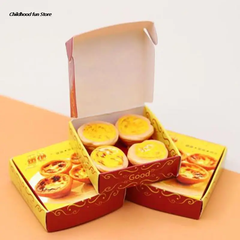 

2 Boxes 1:12 Miniature Dollhouse Egg Tart Model for Doll House Decor Accessories Pretend Food Kitchen Toys
