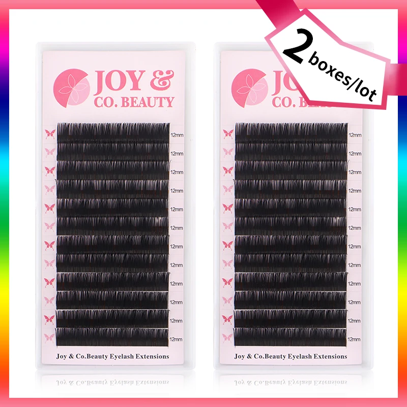 

2Case/Lot JoyCo Premium 12Rows CD Curl natural eyelash extension mink individual false eye lashes extension maquiagem cilios