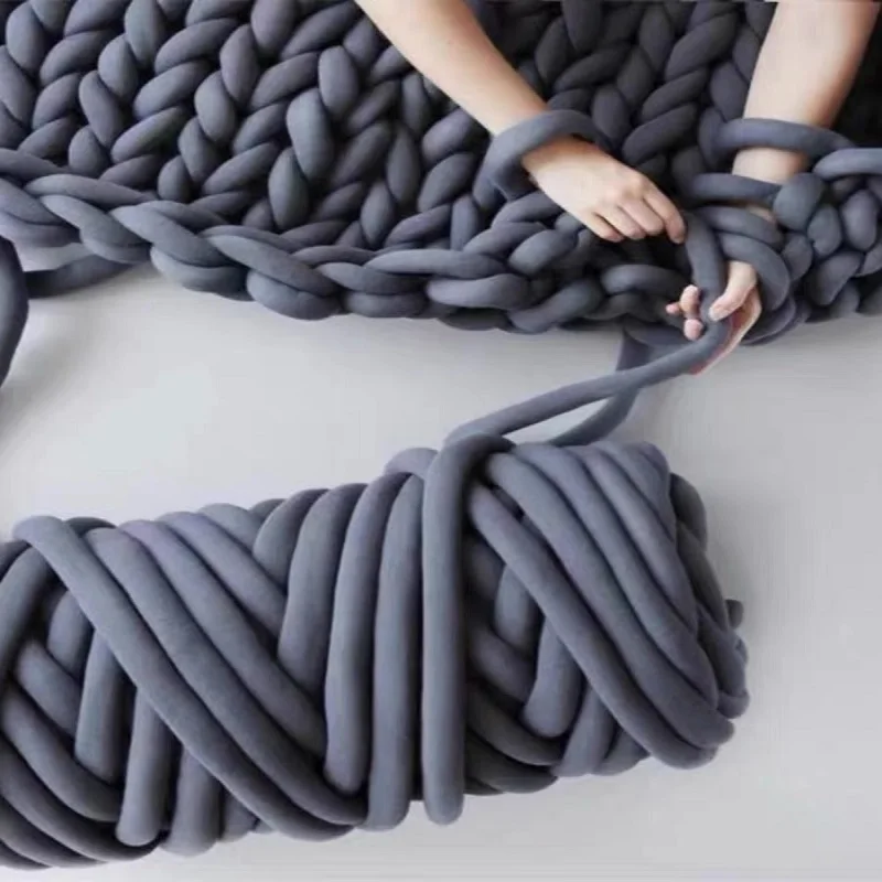 

500 г очень толстая крупная пряжа хлопчатобумажная трубчатая пряжа мериносовая шерсть альтернатива «сделай сам» громоздкая рукоятка для вязания одеяло пряжа для ручного вязания