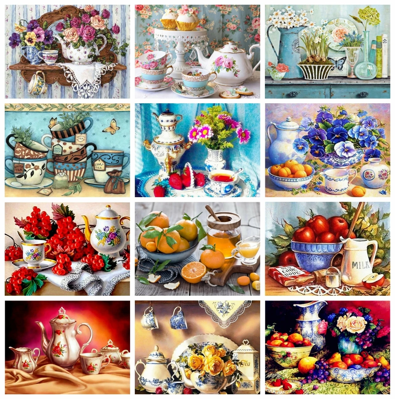 

AZQSD DIY Coloring Picture By Numbers Fruit Kitchen Bottle On Canvas Handmade Painting By Numbers Flower Frameless Wall Decor