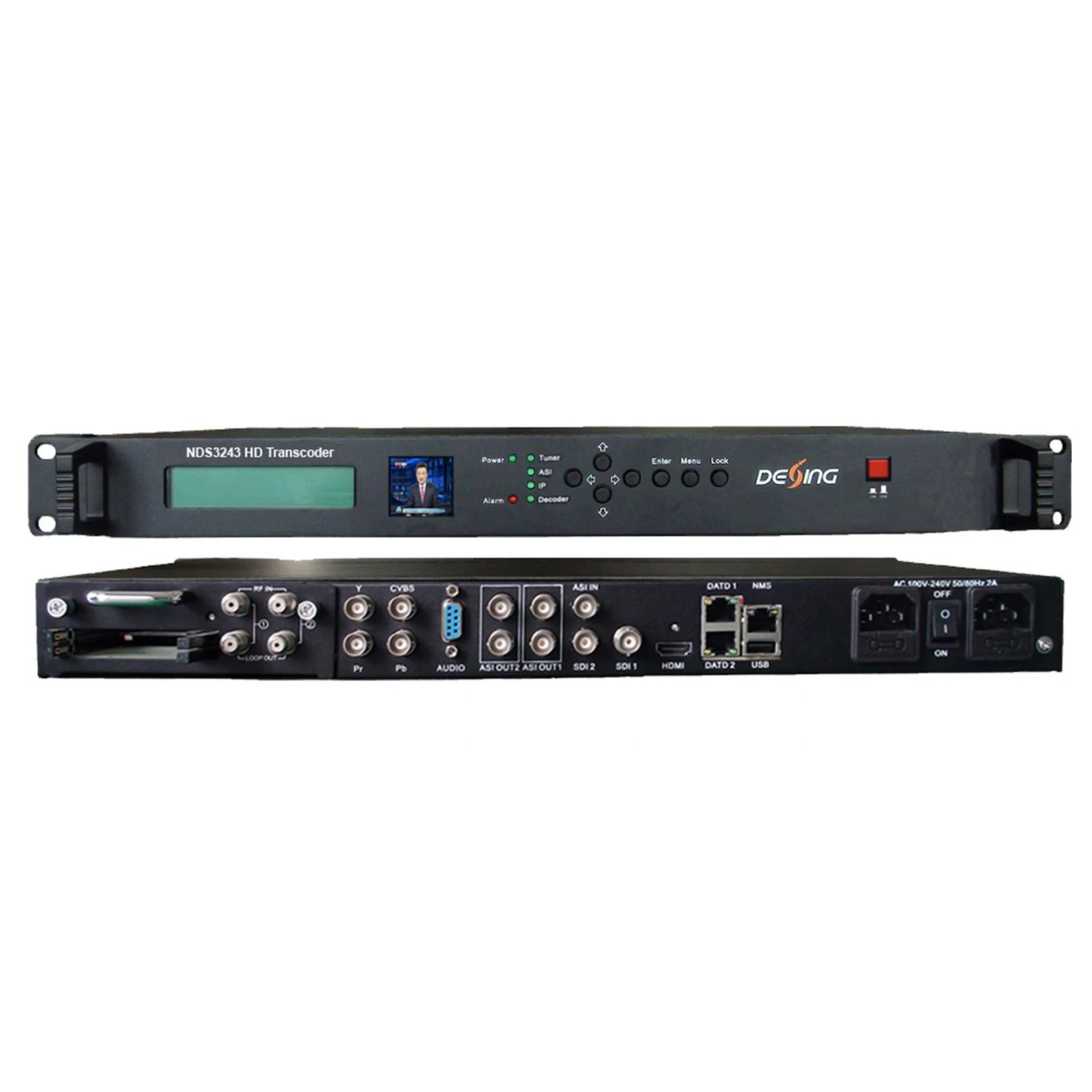 NDS3243 одноканальный HD транкодер 2 * DVB-C/T/S2/ATSC опционально 1 ASI и GE входной порт