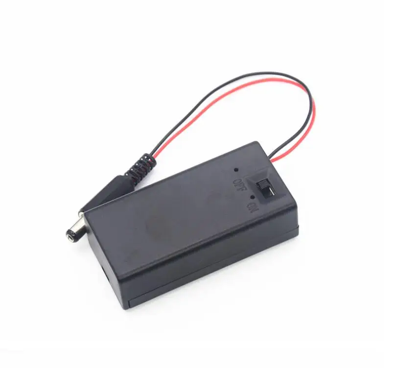 30pcs/lot MasterFire Plastic 1 X 6F22 Battery Holder Storage Box Case with Switch 9V Batteries Cover with DC 2.1*5.5mm Plug