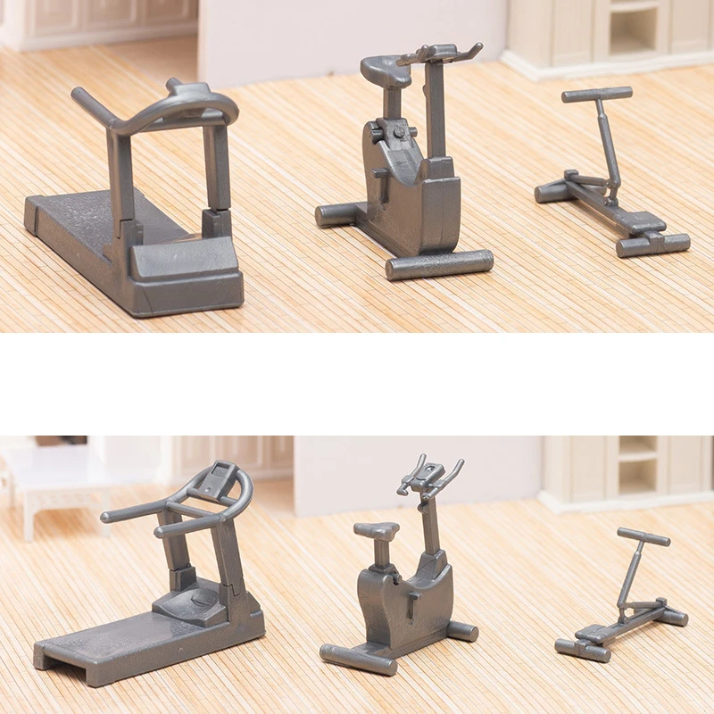 1:20 Mini Dollhouse Furniture Miniature Treadmill, Spacewalker, Power combiner, Barbell stand, Supine sit-ups, Spinning DIY Toys