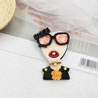 wulibaby acrylic punk lady brooches for women unisex cool girl party casual brooch pins fashion jewelry gifts