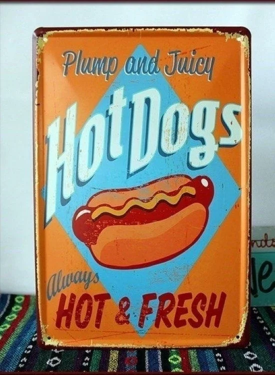 

Металлические плакаты с надписью «Hot Dogs» (посетите наш магазин, больше товаров!)