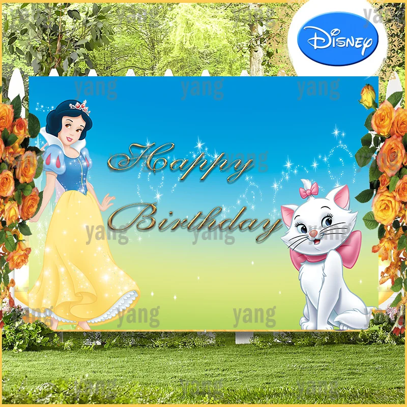 Romantic Wedding Disney Snow White Blue Baby Shower Marie Cat Satrs Background Party Supplies The AristoCats Backdrop Birthday
