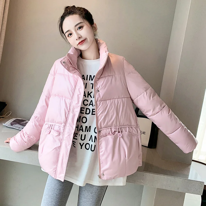 2022 Women Winter Padded Jacket Parkas Stand Collar Solid Bright Shiny Female Ladies Winter Coat Clothes Outerwear
