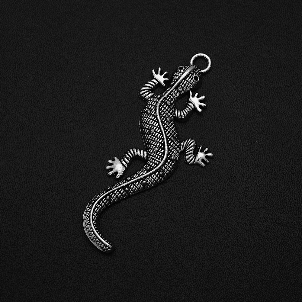 

2pcs/Lots 32x72mm Antique Silver Plated Gecko Chameleon Charms Lizard Crawling Pet Pendant For Diy Jewelery Accessories Crafts
