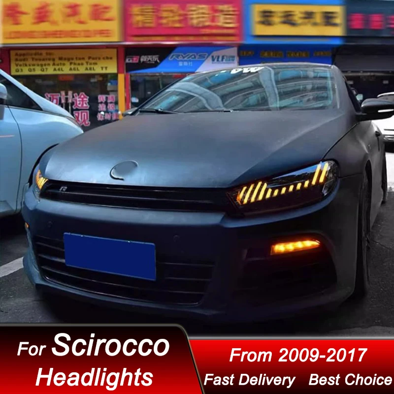 Автомобильные фары для VW Scirocco 09-17 RS стиль светодиодный автомобильная фара в сборе