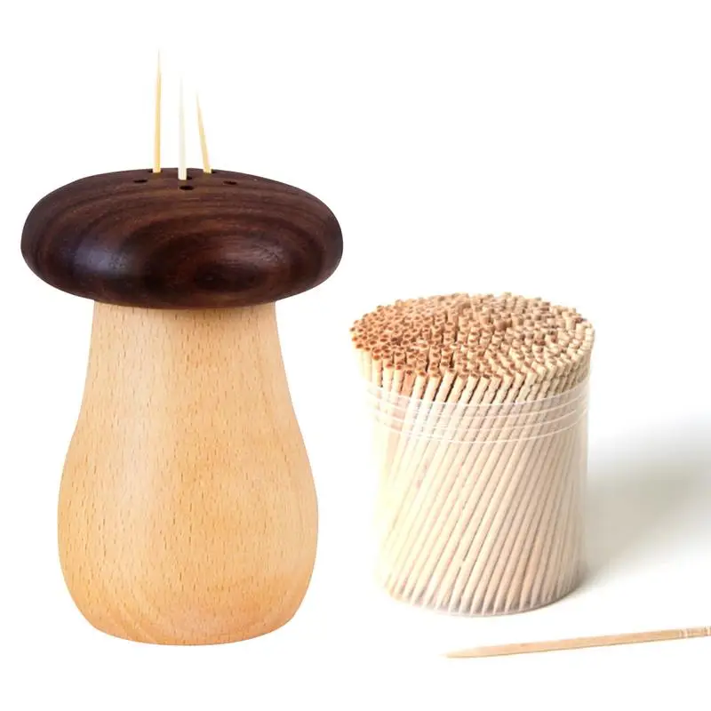 

Держатель Для Зубочисток с зубочистками, семейный дозатор, деревянный контейнер для зубочистки в форме гриба