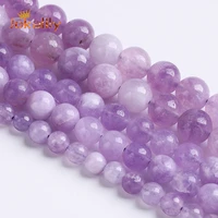 lavender amethyst beads natural stone round loose beads for jewelry making diy bracelets necklaces accessories 4 6 8 10 12mm 15