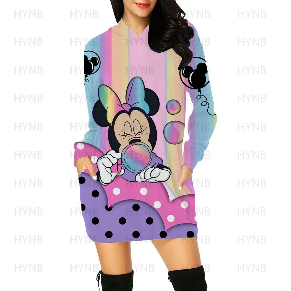 Sweater Dress Elegant Dresses for Women Long Sleeves Luxury Party Hoodie Disney Kawaii Mickey Women's 2022 Mini Minnie Mouse Y2k images - 6