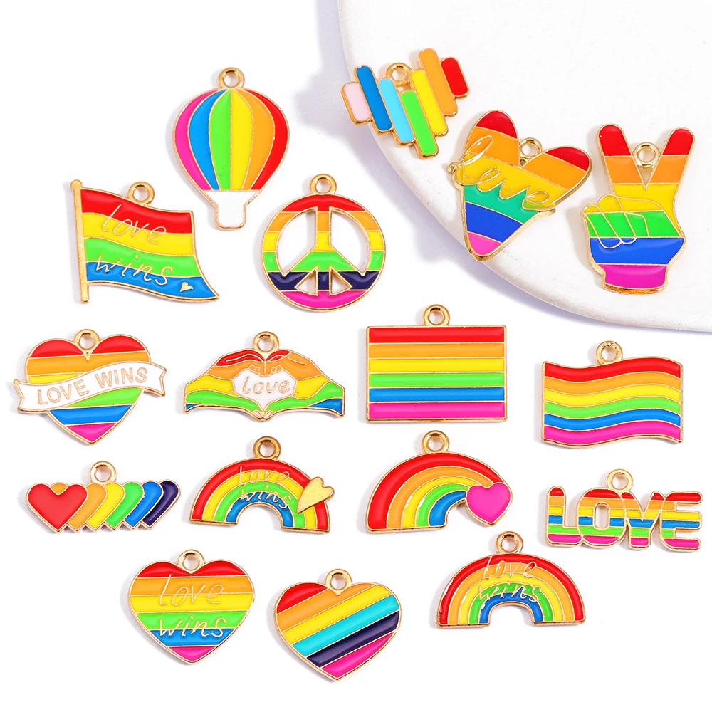 Смешанные 10 шт. красочные буквы LOVE Win с радужным флагом подвеска из