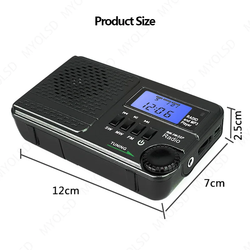 Портативное карманное радио FM AM SW Аккумуляторная USB TF карта динамик поддержка