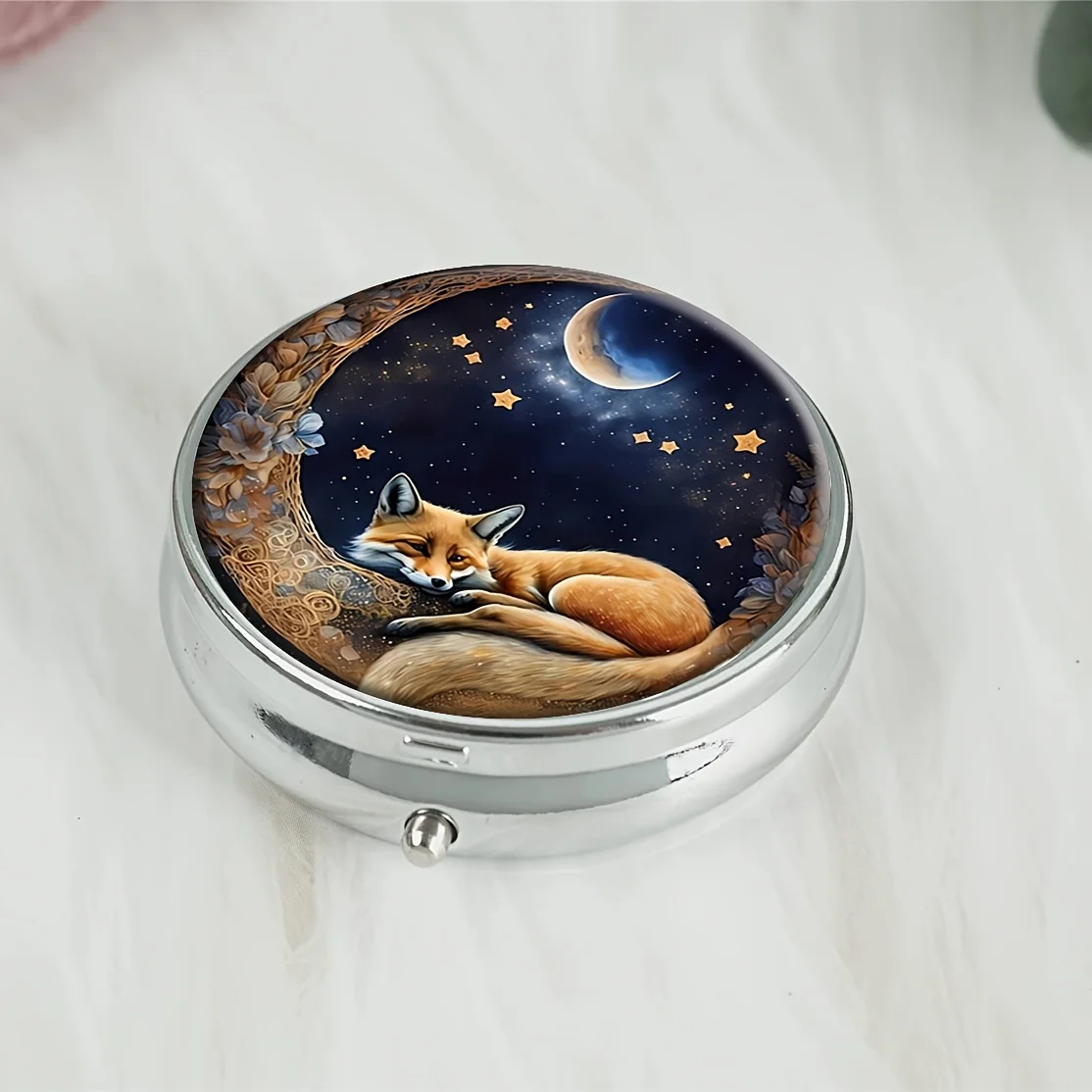 ity okrągłe pudełko na pigułki Fox przenośne do przechowywania leków w gospodarstwie domowym apteczka z 3 siatkami podróży i biura świeżym