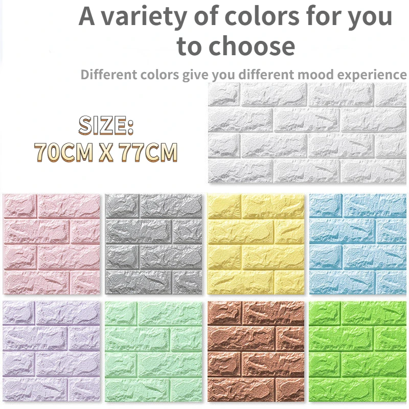 

50PCS 3D Embossed Self Adhesive Brick Wall Sticker DIY PE Foam Wallpaper Panel Bedroom Living Room Decal Room Decor Brick Wall