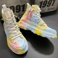 mens shoes 2022 new trendy spring high top platform elevator shoes mens korean style graffiti personalized casual shoes men