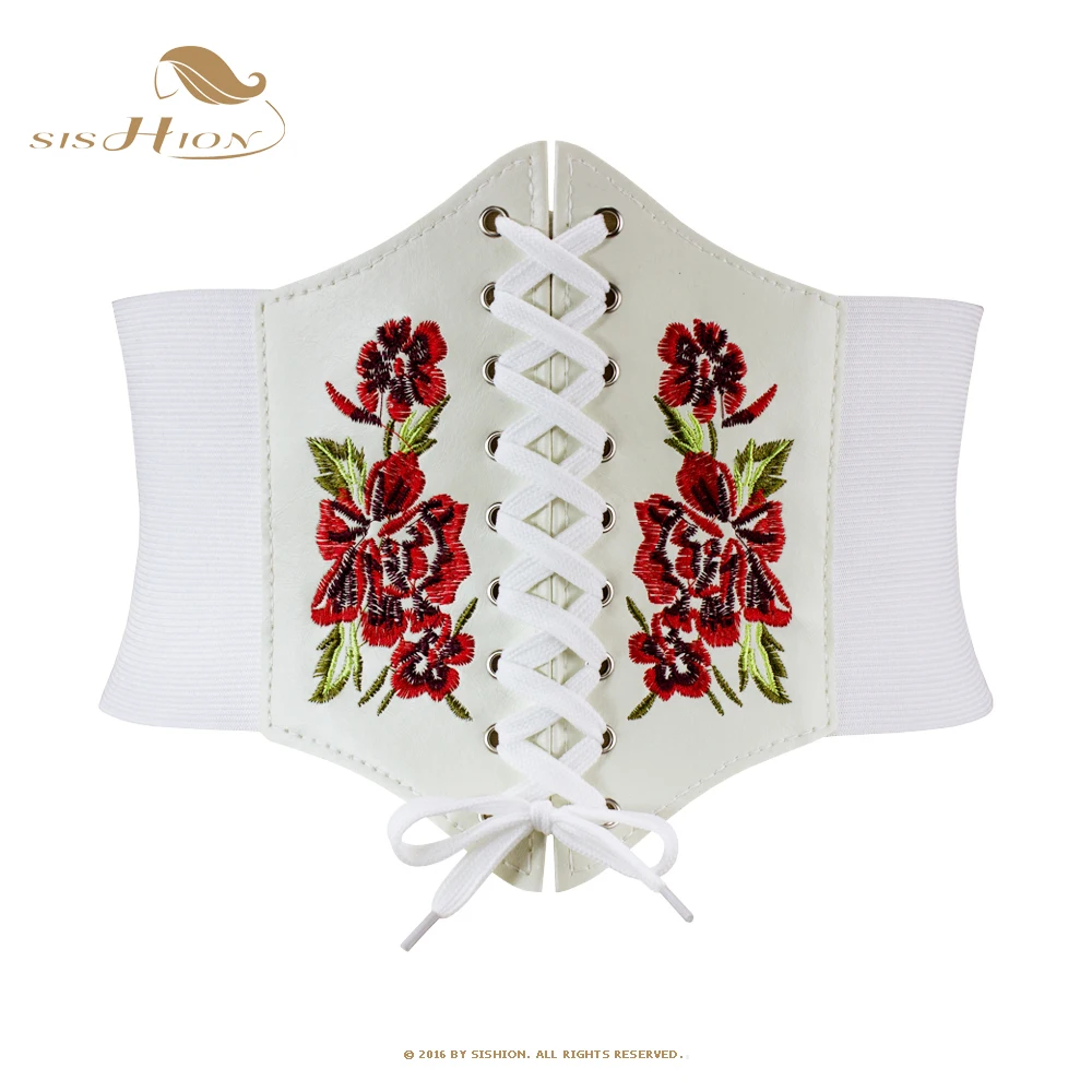 

SISHION белая готическая одежда в готическом стиле, корсет под грудью VD3470, вышитые цветы, винтажные искусственные корсеты для женской одежды