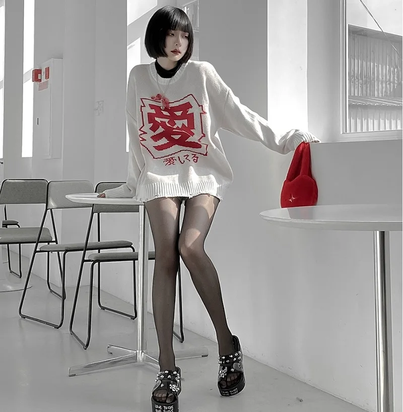 Женский свитер с круглым вырезом свободный трикотажный пуловер в стиле