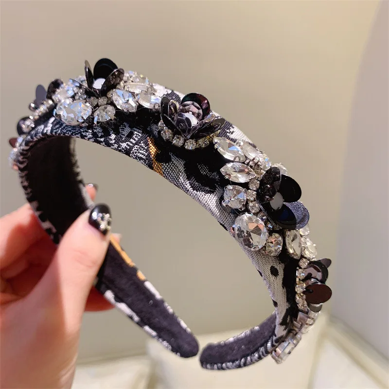 

Новинка 2023, женский серый обруч для волос с леопардовым принтом, трехмерные ремешки для волос