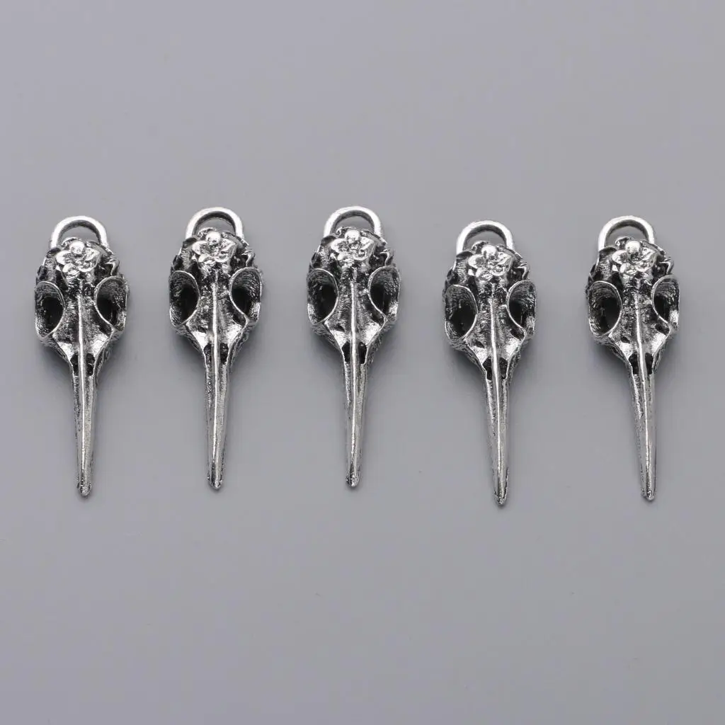 5pcs Crow Raven Bird Head Charm Pendant for Findings