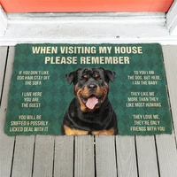 please remember rottweiler dogs house rules doormat decor print carpet soft flannel non slip doormat for bedroom porch