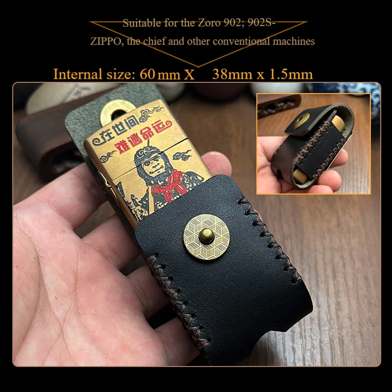 Фото Кожаный чехол для зажигалки ZIPPO Zorro, кобура с стальным зажимом для ремня, чехол для зажигалки 902 902S, аксессуар для сигарет, винтажный стиль, 16 цветов №5