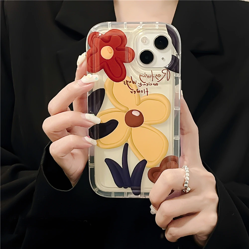 

Cute Flower Phone Case For iPhone 12 Case iPhone 11 13 14 Pro Max X XS Max XR 14 7 8 6 6S Plus SE 2 3 Cartoon Bear Cover Fundas
