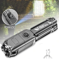 led high power flashlight ultra bright usb rechargeable torch t6 zoom highlight outdoor camping lighting flashlight waterproof
