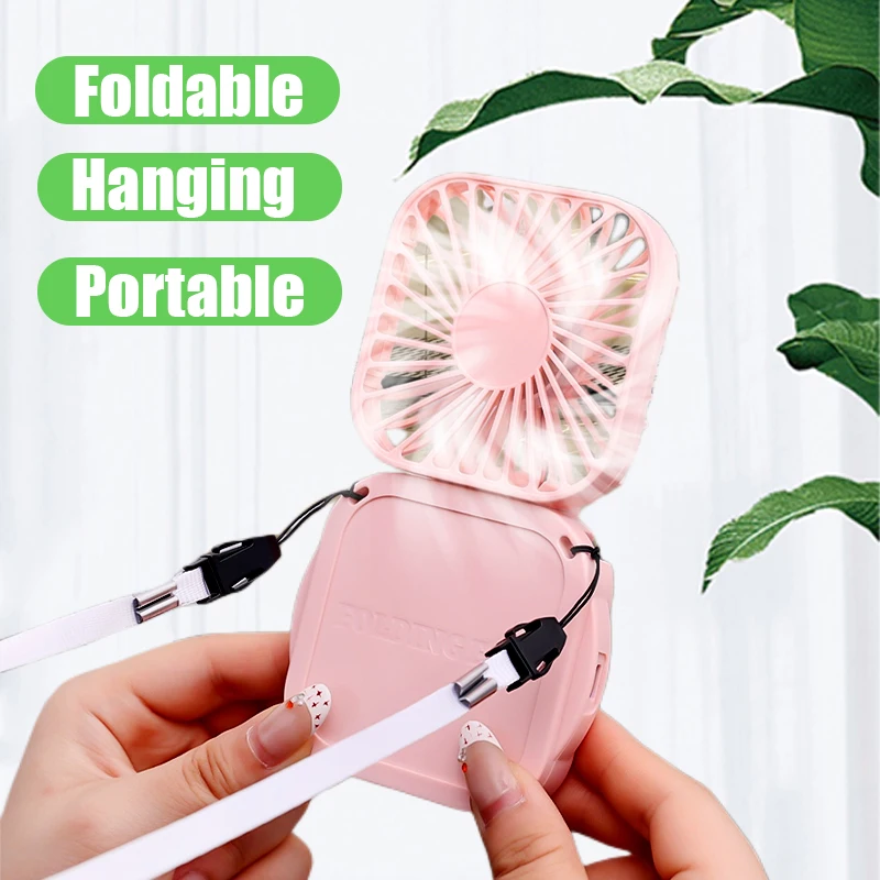 

Portable Fan Foldable Fans Hanging Neck Cool Tool Folding Mute Handheld Desktop USB Charge Fan for Office Travel School Supplies