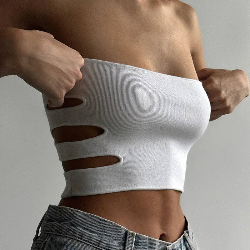 

Женские топы без бретелек Gaono, однотонные топы с вырезом лодочкой и открытой спиной, летние рубашки бандо, y2k