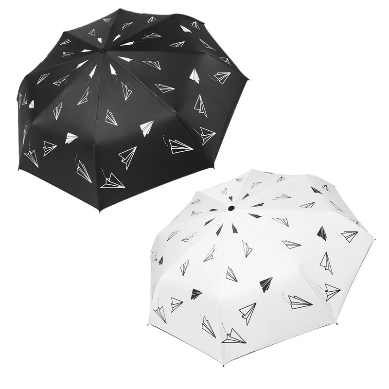 

Paper Airplane Folding Rain And Sun Dual-Purpose Female Sunscreen UV Protection Umbrella Three-Fold Umbrella