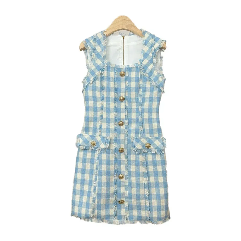 2024 новая мода крупный твидовый тканый французский элегантный тонкий плавный