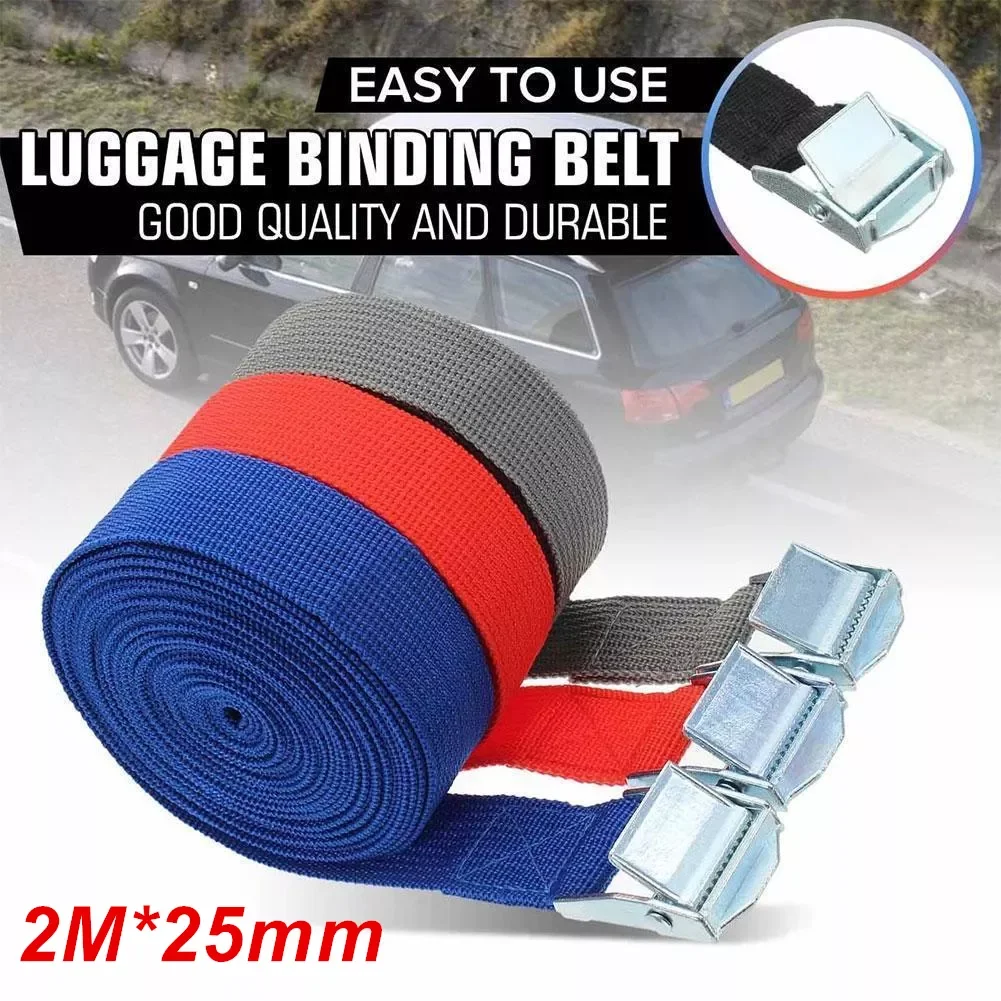 

Buckle Tie-Down Belt Cargo Straps With Metal Buckle Tow Rope Strong Ratchet Belt For Luggage Bag Motorcycle Car Accessories
