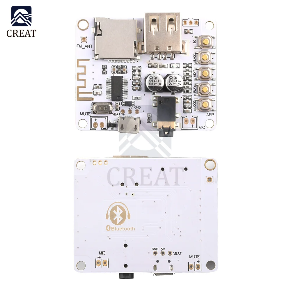 Беспроводная стерео музыкальная плата Bluetooth аудиоресивера 5 в а с USB слотом для