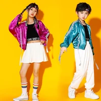 kid hip hop clothing lightweight short jacket top streetwear jogger sweat pants skirt mini for girl boy dance costume clothes