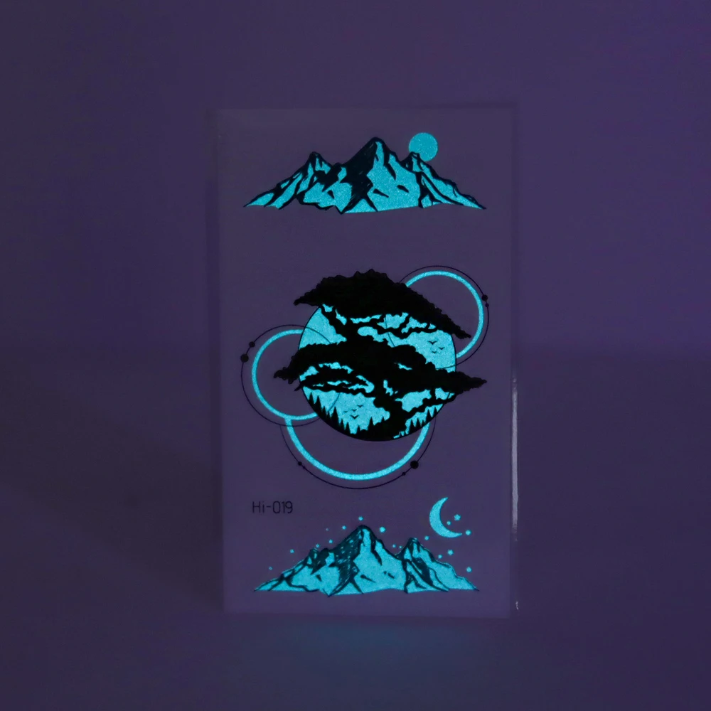 Синяя светящаяся тату-наклейка Лес Луна змея водостойкая Временная