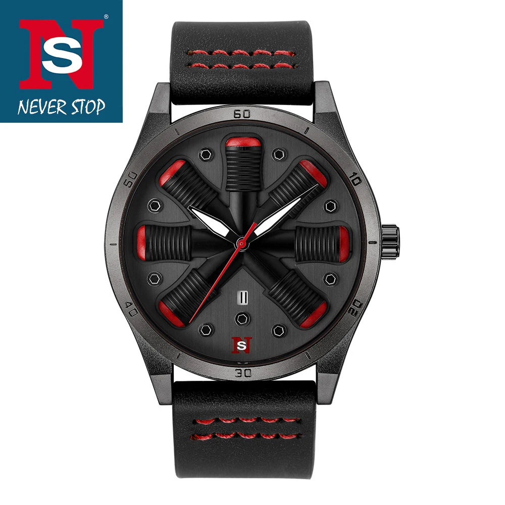 

New Sport Mens Wrist Watch Original Waterproof Boxer Series Simple Dial Leather Strap Automatic Calendar Personality Casual