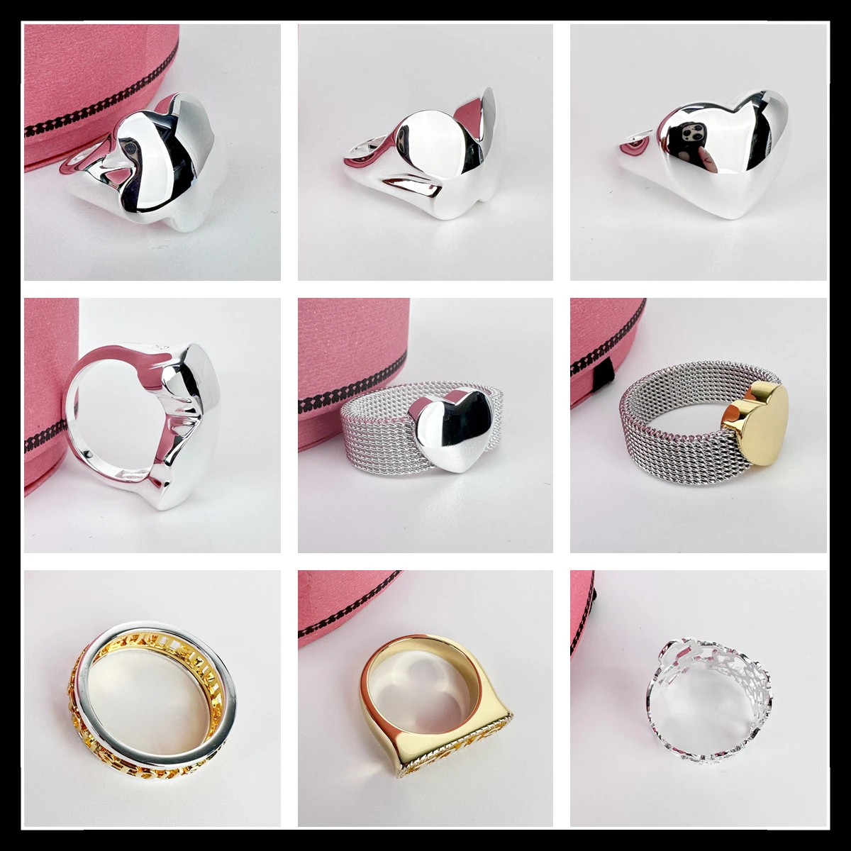 

Широкое женское кольцо в форме сердца без камня из чистого серебра 925 пробы с испанским медведем, модные ювелирные украшения, кольцо с оригинальным логотипом