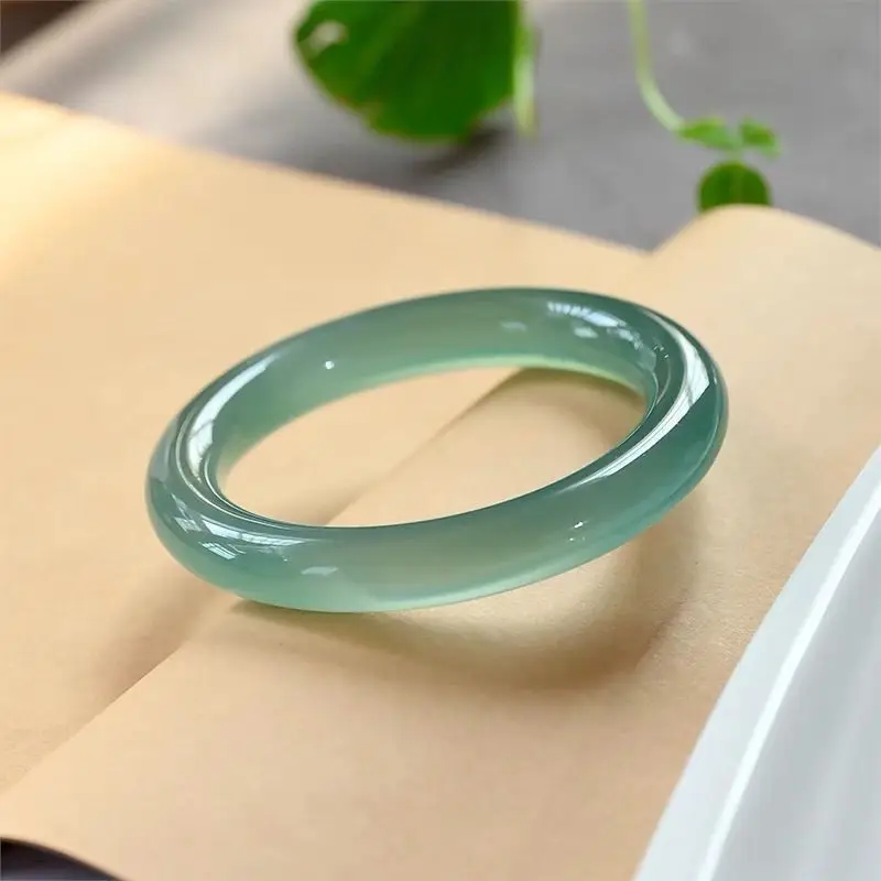 

Ювелирные изделия, ледяной, старая, синяя вода, женский браслет из халцедона, голубого Агата