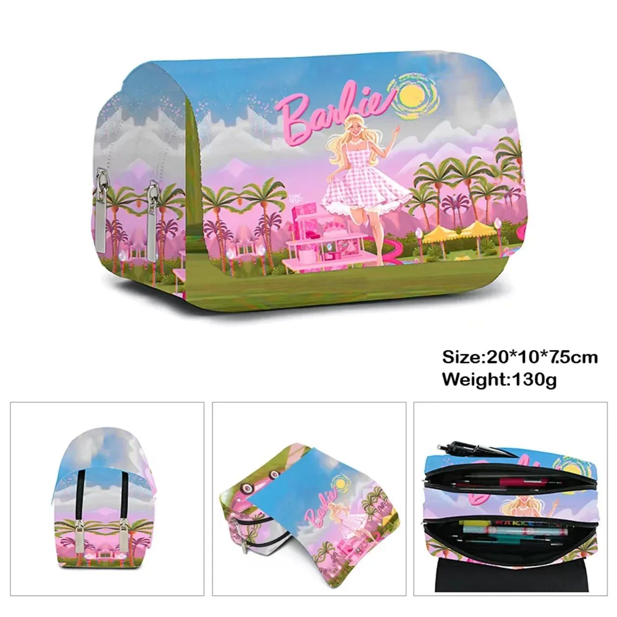 MINISO Барби двухмерная школьная сумка с принтом двухслойная для ручек откидной